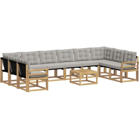 Conjunto de sofás de exterior 11 pcs Blanco y Gris Claro vidaXL (1/5)