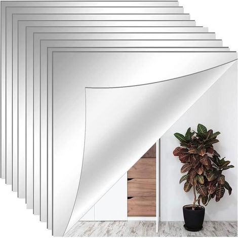 Pegatinas decorativas de espejo para pared, 9 unidades por paquete, 15 x 15 cm, pegatinas de espejo 3D, pegatinas de espejo autoadhesivas para pared. (1/4)