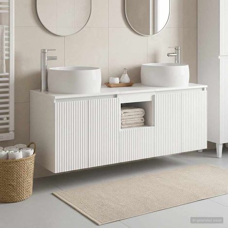 vidaXL Juego de Muebles de Baño 3 uds. Blanco Brillante (1/5)