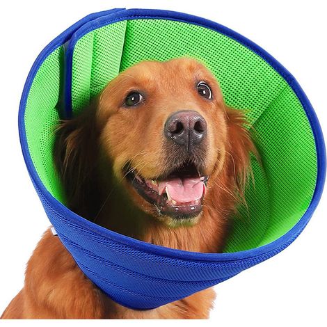 1 cône protecteur pour chien, souple et respirant en tissu mesh, ajustable, adapté chiots taille moyenne à grande, après chirurgie (1/5)