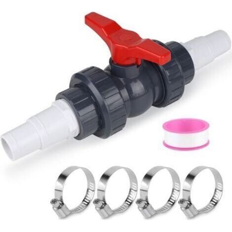 pair Vanne Piscine avec Raccord Tuyau pour Tuyau Piscine 32-38mm Raccord Tuyau d'arrosage Raccord Piscine Robinet d'arrêt 1 1/2\"(50mm), 2 Raccord Tuyau 32-38mm Accessoires Piscine (1/5)