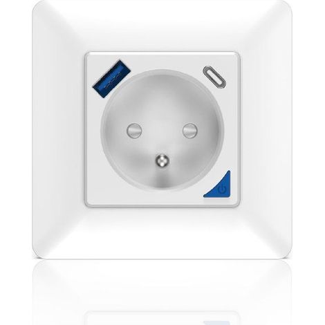 Presente incassata connessa interna - KYF - Wifi - Con contatore di energia + Presa USB e USB - C