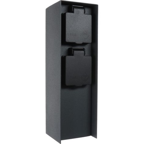 Bloc multiprise d'extérieur avec 2 prises Anthracite IP44 3680 W Charge max. 23 x 7 x 7 cm Montage facile (1/5)