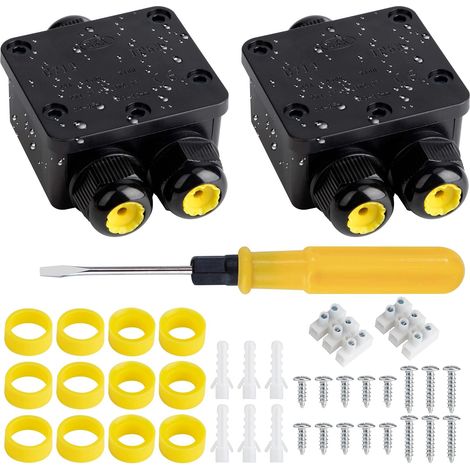 IP68 Waterproof Junction Box 3 Way Electrical Cable Connector Anti-UV Anti-ash Outdoor Junction Box for Ø 4 to 14mm 2 Pcs (1/5)