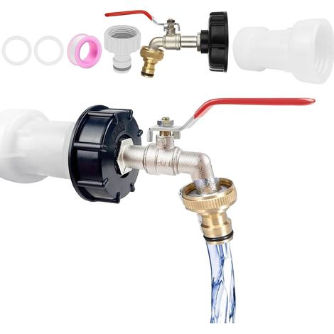1/2" IBC 1000 litres Accessoires Robinet D'écoulement Accessoire Réservoir, Robinet Cuve Alliage de Zinc, Raccord IBC Reservoir Raccordement, Bouchon Accessoires Adaptateur pour Réservoir d'eau (1/5)