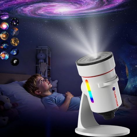 Galaxy Projector, Enhanced HD Lens for Star Projector, 10 Realistic Nebula Scenarios, Room Lighting, Sleep Timer and 8-Color Night Light, Extra Wide Coverage