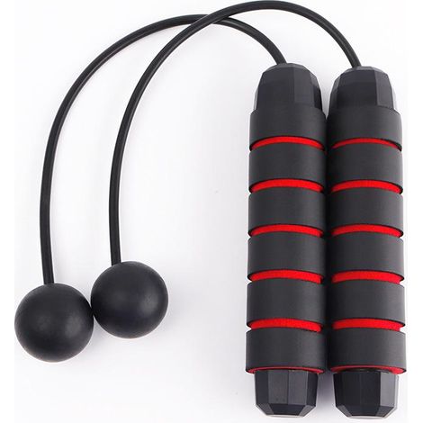 Corde à sauter sans fil avec poignée en EVA, idéale pour le fitness et la combustion des graisses (rouge) (1/5)