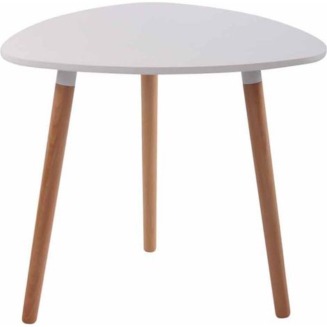 Mesa auxiliar de cocina en madera blanca altura 75 cm Ø 80 cm TAB10055 (1/4)