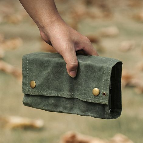Sac de rangement pliable pour épices avec 9 compartiments, idéal pour camping, barbecue et voyages, couleur vert (1/5)