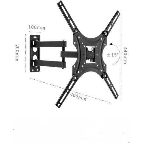 Support mural TV extensible et pivotant X400, compatible avec les téléviseurs de 14 à 55 pouces, rotation complète, acier robuste, distance 65–415 mm (1/3)