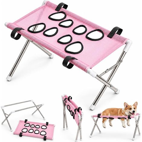 Support de toilettage pour chien, hamac pliable rose, petit chien (1/5)