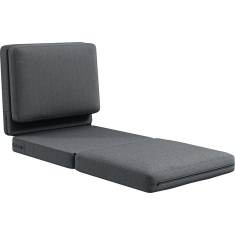 Fauteuil pliant au sol avec coussins gris foncé 75 x 268 x 18 cm