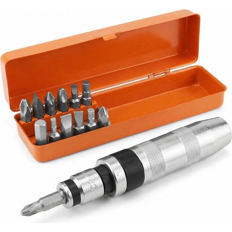 14 Pièces Jeu de Tournevis à Frapper 1/2", avec Adaptateur de Vis et 12 Embouts de Précision pour Automobiles, Motos et Maintenance (1/5)