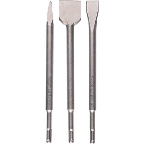 Zubehör 3-teiliges SDS Plus Meißelset (für Beton und Mauerwerk, Hammerbohrzubehör) Silber-Crezuo