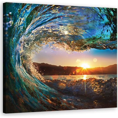Tableau décoratif Vague mer soleil 40x40 (1/5)