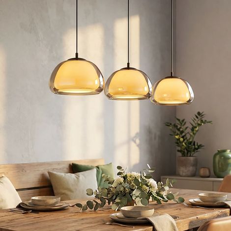 Lampada a sospensione Lampada a sospensione Lampada da soggiorno a 3 luci in metallo nero 95 cm