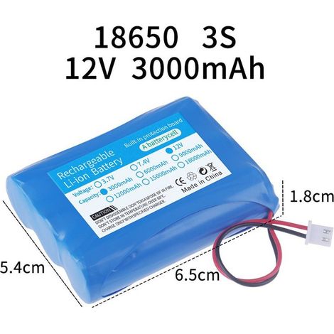 12V 3000mAh 18650 lithium battery suitable for remote control car parts battery packs (1/2)