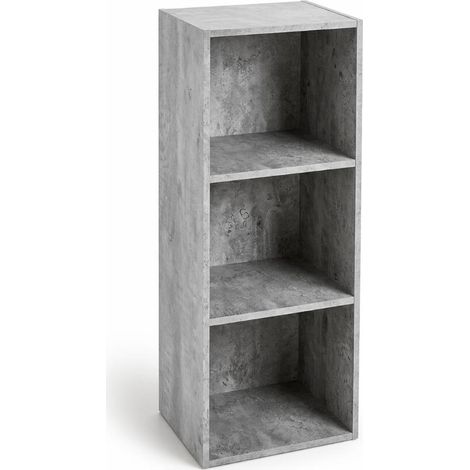 Libreria Scaffale Modulo Aperto 3 Ripiani Portaoggetti 30x24x80H cm Cemento LIB03 30x24x80H cm - 3 Ripiani Cemento