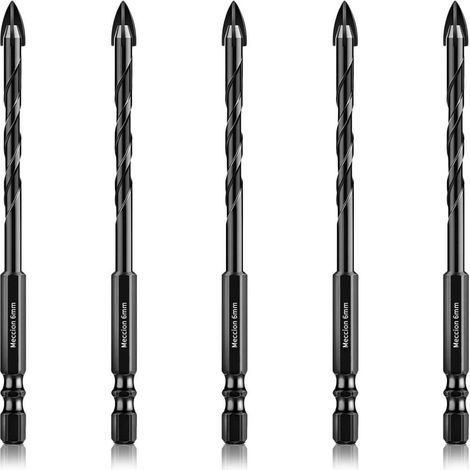 Fliesenbohrer 5tlg. 6mm Kreuz Wolframkarbid für Fliesen, Glas, Mauerwerk (1/5)