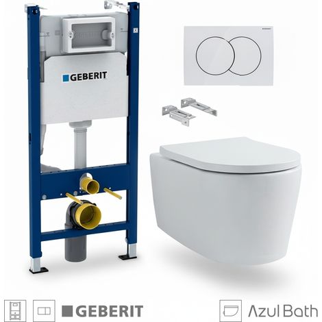 Pack WC Bastidor empotrado GEBERIT Duofix cisterna y pulsador Delta 01 blanco brillo con inodoro suspendido Tornado Lia de AzulBath