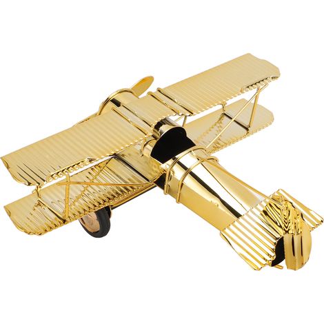 Metal Airplane Decoration Middle Size Iron Airplane Desktop Decoration for Home and Office 7111U-1301 Gold Plated