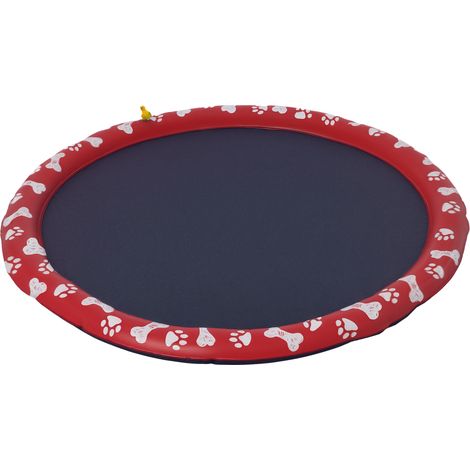 Piscine chien grande pataugeoire antidérapante Ø170 cm rouge, bassin baignade durable pour animaux jardin extérieur été (1/5)
