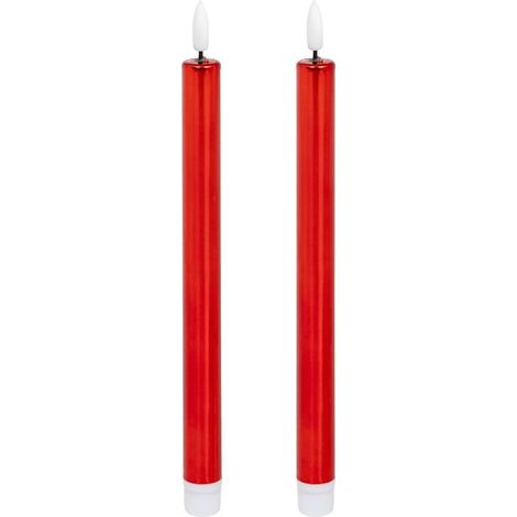 Lot de 2 Bougies lumineuses à LED H 28 cm Rouge métallisé - Feeric Christmas (1/3)