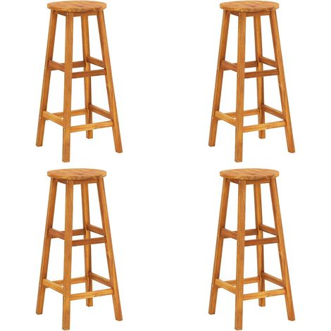 Bar Stool  Set of 4  Acacia Wood Color  Solid Acacia wood  Standard vidaXL