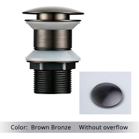 (Brown bronze-2) Bathroom Bath Pop Up Drain Stopper Rose Gold Polished Anti-Corrosion Durable With OverFlow Hole Basin Sewer Plug (1/4)