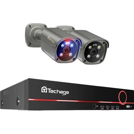 Système de sécurité CCTV, détection de mouvement par IA, audio bidirectionnel, 8CH 2Pcs 8MP Caméra-b, 1T (1/2)