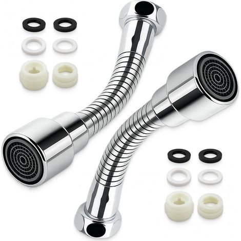 2 pièces Rallonge robinet 14 cm, acier inoxydable, pivot 360°, raccord fileté 22 mm, montage facile, pour cuisine, salle de bain, lavabo (1/5)