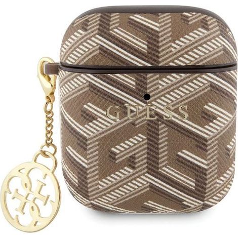 Funda Guess GUA2PGCE4CW para AirPods 1/2, color marrón/marrón, con dije GCube. (1/3)