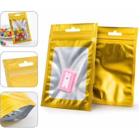 Lot de 100 pochettes hermetiques zip anti-odeur, mylar resistant 6 x 10 cm, cuisine et atelier (1/5)
