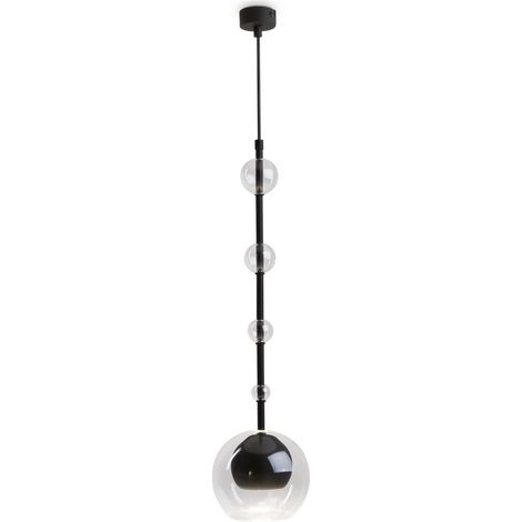 Maytoni Ros Plafonnier moderne en forme de dôme noir avec abat-jour en verre GU10