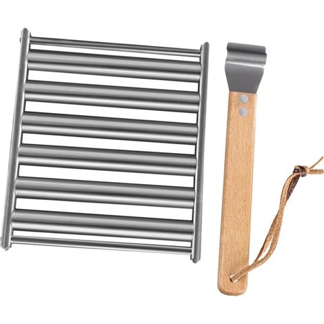 Grill à saucisses en acier inoxydable (avec poignée) - Accessoire portable pour barbecues et camping - Grill à hot dog enroulable (1/5)