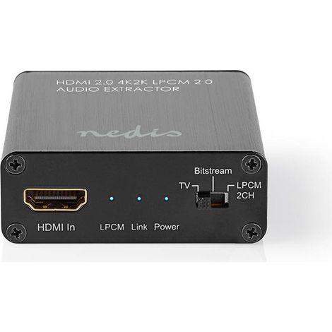 Extractor hdmi entrada hdmi salida hdmi toslink hembra 1x 35 mm resolucion maxima 4k60hz 18 gbps metales antracita caja de regalo
