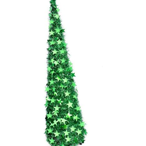 Sapin synthétique Noël PVC vert repliable 150x33 cm étoile scintillante décor festif figurine pour maison hôtel (1/4)