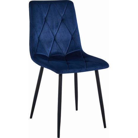 Fauteuil Libra - velours bleu marine / pieds noirs x 1 (1/5)