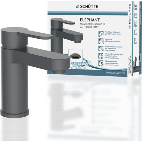 SCHÜTTE Wasserhahn Bad Einhebelmischer Badezimmer Badarmatur Waschtischarmatur Waschbecken Waschtischbatterie Eckig 34214 (1/5)