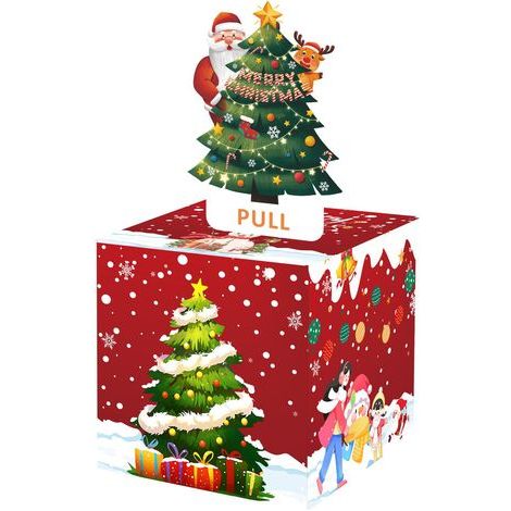 Christmas Money Box for Cash Gifts, DIY Pull-Out Christmas Money Box Card, Fun Surprise Gift Box for Money, with 30 Transparent Bags and a Sticker