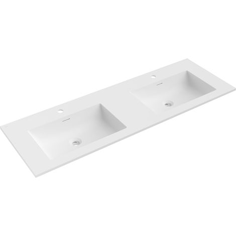 Mexen Otis lavabo empotrado en encimera doble 141 x 46,5 cm, blanco mate - 25181401D (1/3)