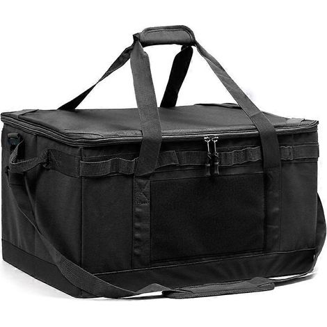Sac de rangement pour ustensiles de cuisine 30 L à plusieurs compartiments, idéal pour le camping et les pique-niques (noir). (1/5)