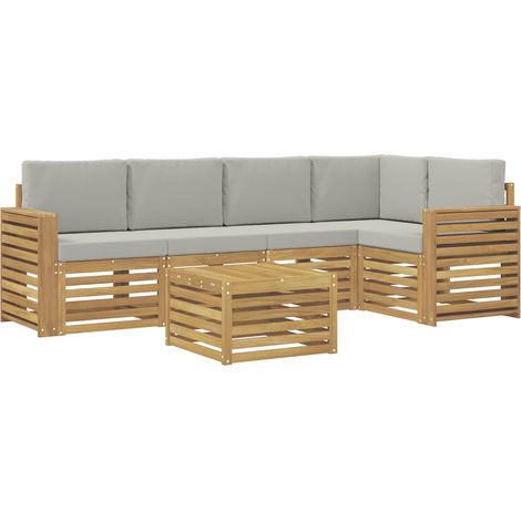 Ensemble de canapés d'extérieur 6 pc Blanc et gris clair vidaXL