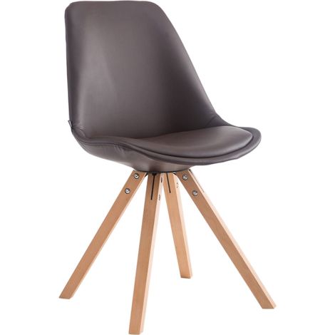 Chaise de cuisine salle à manger scandinave assise en PVC marron 4 pieds en bois forme carré clair 100003406 (1/3)