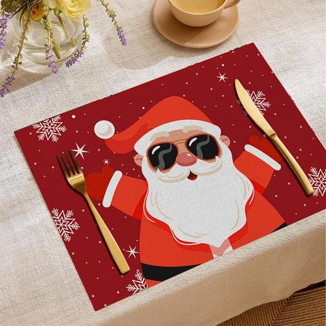 Placemat De Noël - Linen - 33 x 45 cm - Résistant À La Chaleur - Antidérapant - Double Couche - Pour Table De Salle À Manger Ou Restaurant - 1 Pièce (1/5)