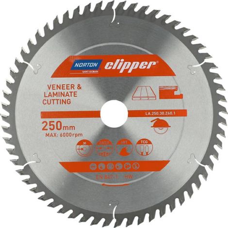 NORTON PIŁA TARCZOWA 250mm x 30mm x 60z LAMINATY I FORNIR (2,8/2,0)