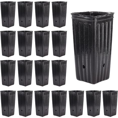 Pots de pépinière profonds et épais - Lot de 20 bacs de plantation pour arbres hauts, pour le jardinage intérieur et extérieur (1/5)