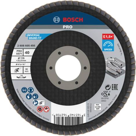 Bosch 2608605450 PRO X571 Flap Disc, Angled 115 x 22.23 x G40 BPA608605450