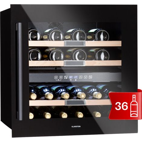 Klarstein Vinsider 36 Onyx Edition nevera para vinos 2 zonas de enfriamiento 5-22°C 85l