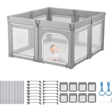 Pour bébé et tout-petits, parc de jeu intérieur extérieur 120 x 120 cm, design pliable avec porte zippée (1/5)